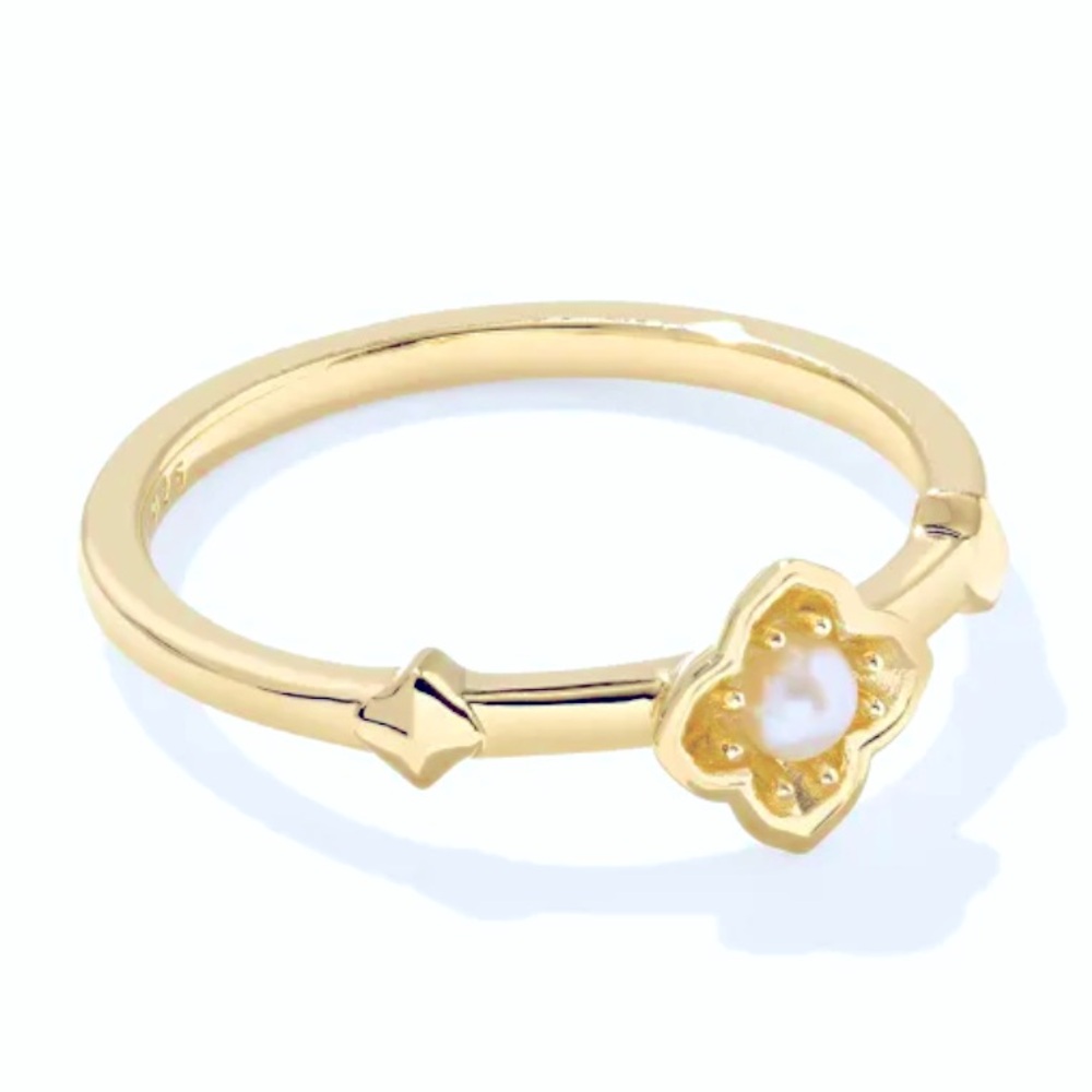 Dira 18k Gold Vermeil Pearl Band Ring size 6